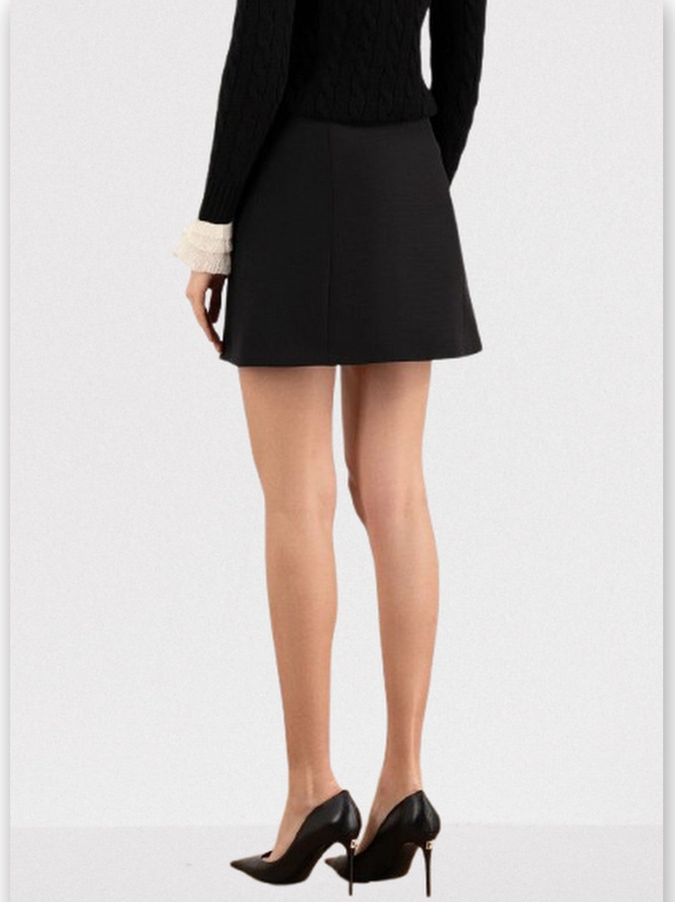Bicolor Mini Skirt with Decorative Buttons - Skirts