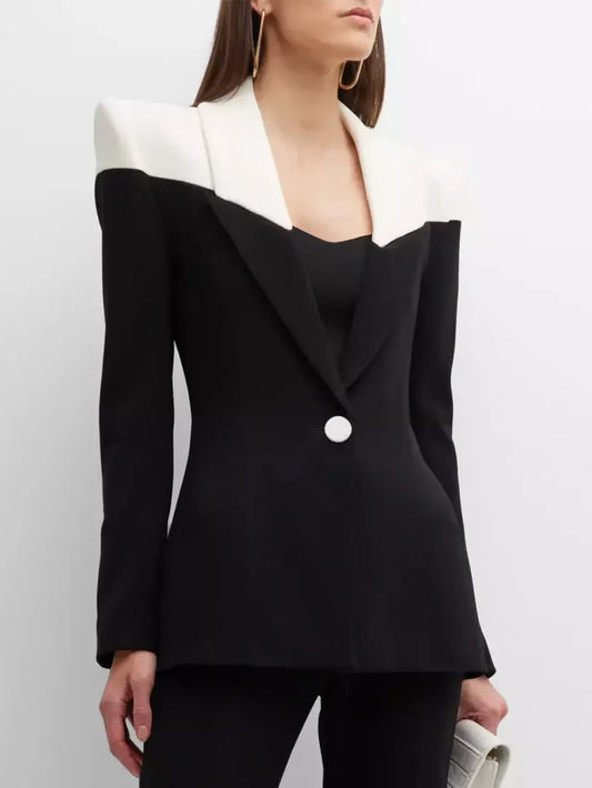 Bicolor Single-Breasted Blazer Jacket - Jackets