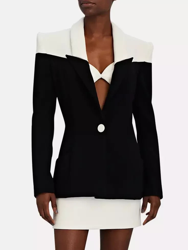 Bicolor Single-Breasted Blazer Jacket - Jackets