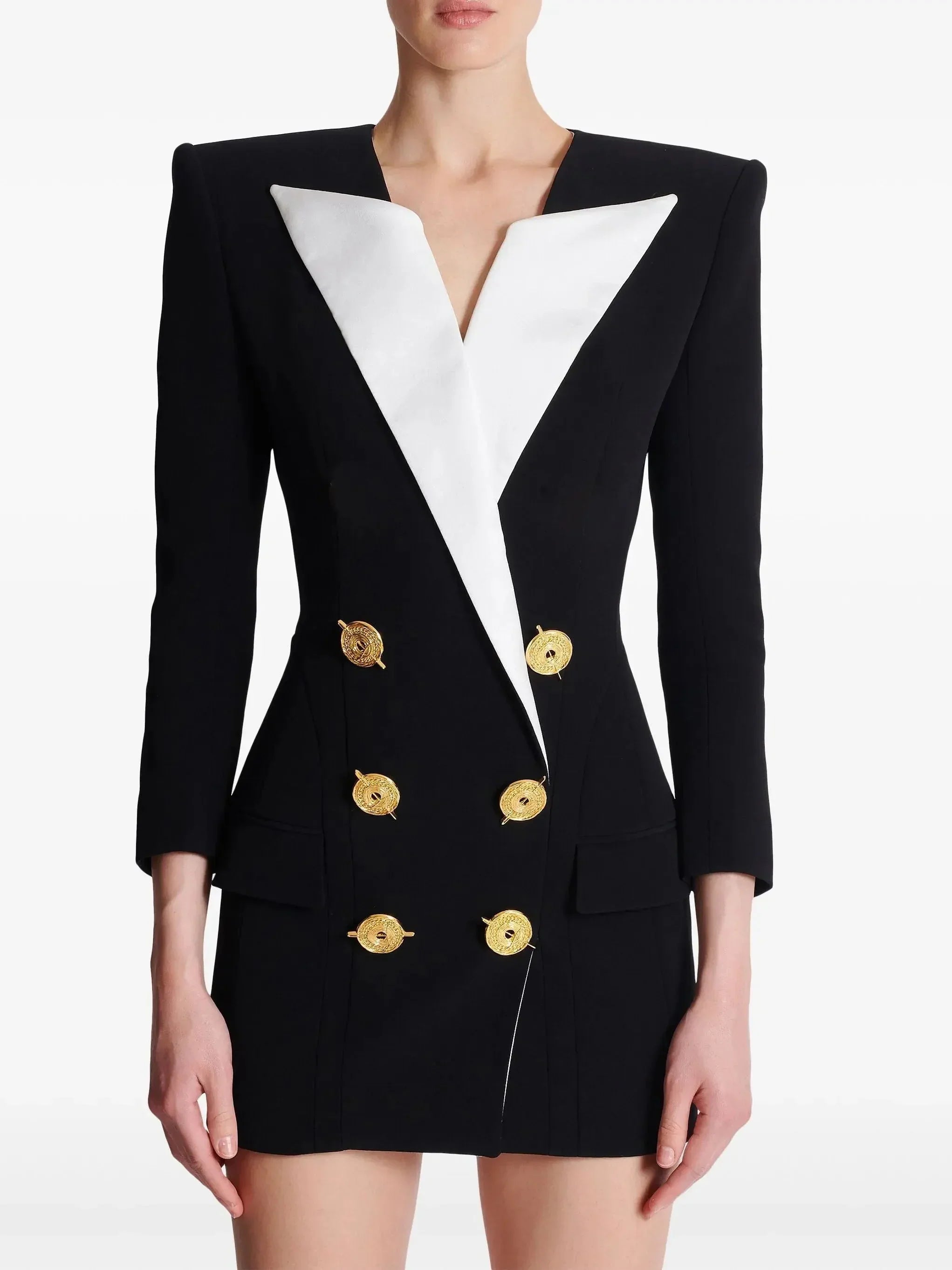 Bicolor Tailored Double-breasted Blazer Dress Online