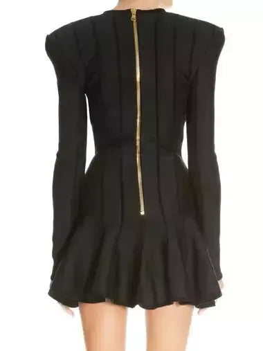 Black A-Line Knit Mini Dress - Dresses