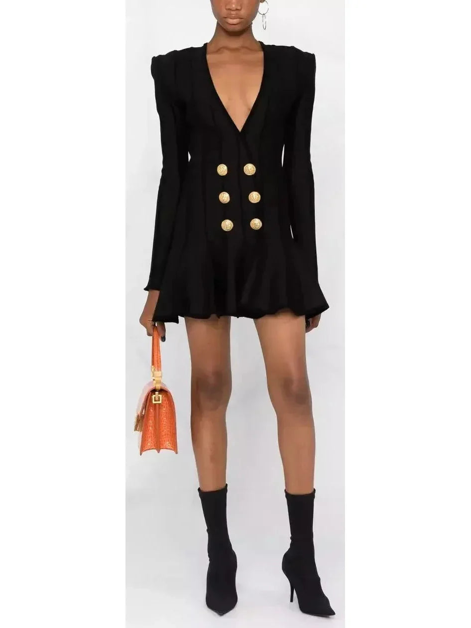 Black A-Line Knit Mini Dress - Dresses