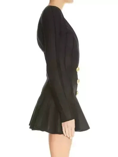 Black A-Line Knit Mini Dress - Dresses