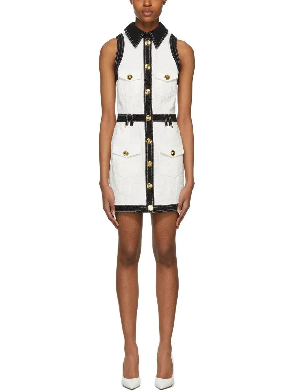 Black and White Short Denim Dress - small - Dresses