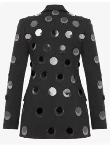 Black Blazer with Large Paillette Sequins - Jackets