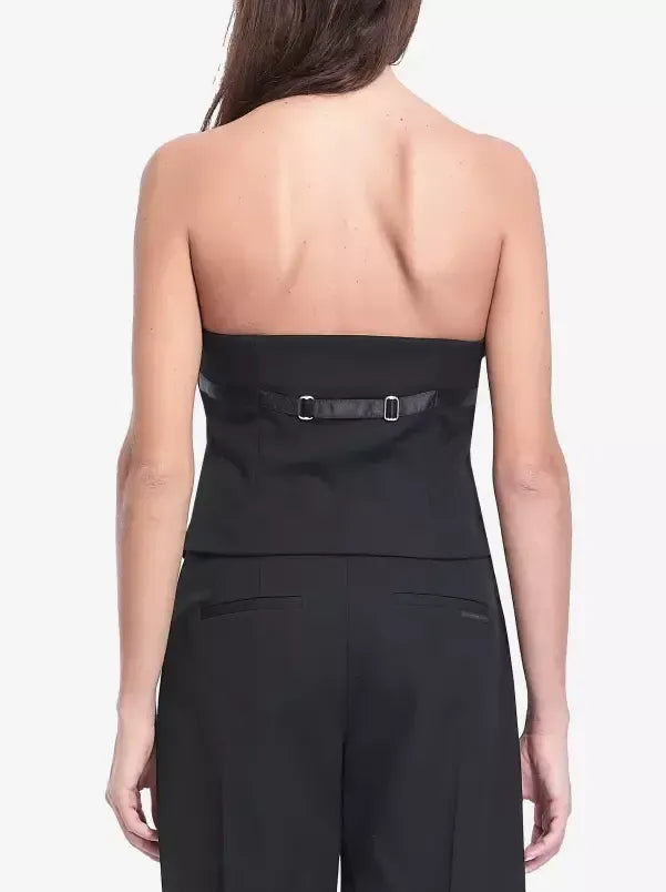 Black Deconstructed Vest Top - Tops