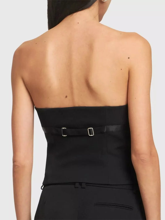 Black Deconstructed Vest Top - Tops