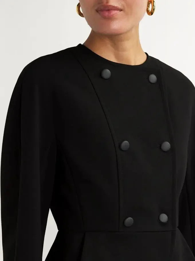 Black Double-Breasted Peplum Jacket - Jackets