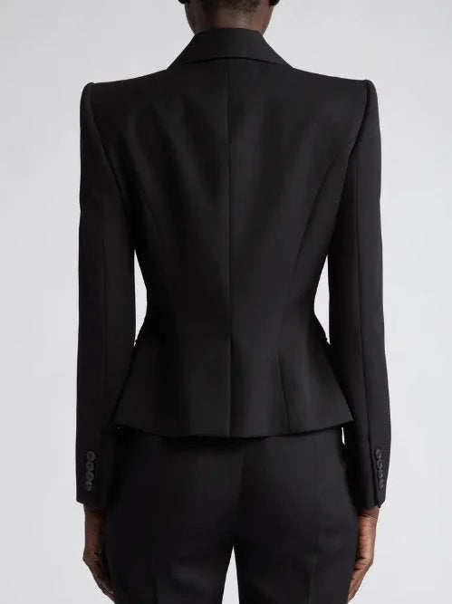 Black Double Zip Blazer Jacket - Jackets