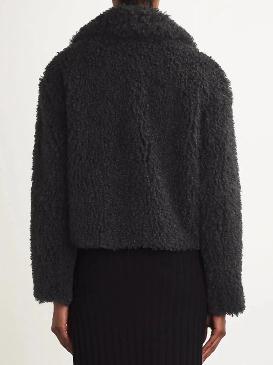 Black Faux-Shearling Cropped Jacket - Jackets