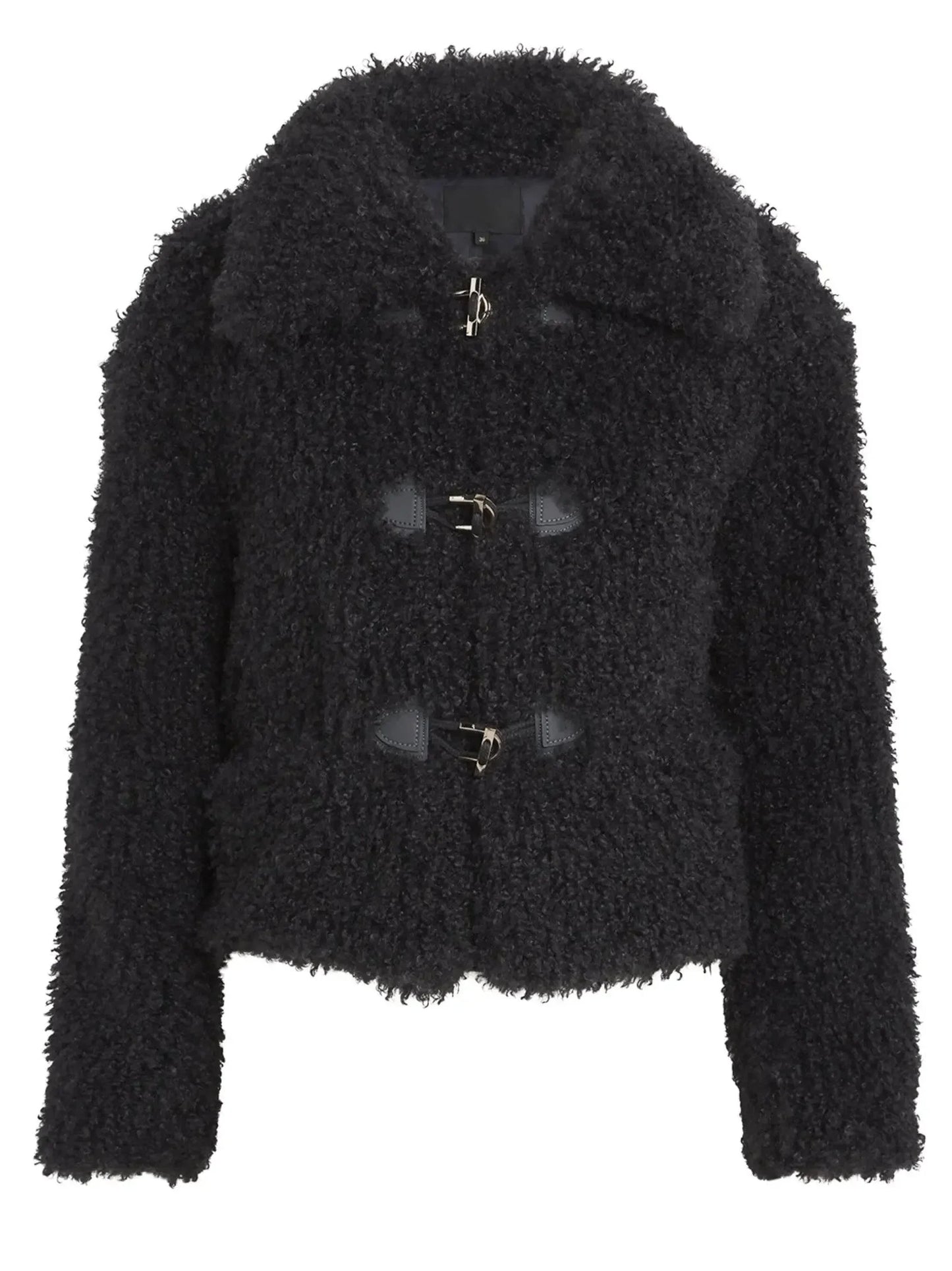 Black Faux-Shearling Cropped Jacket - Jackets