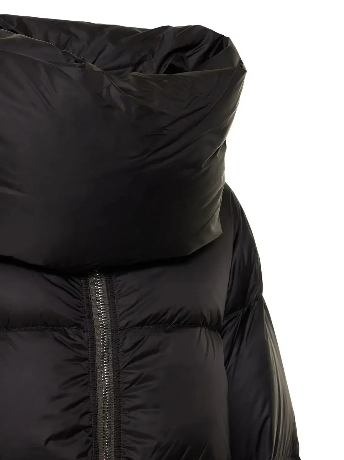 Black Funnel-Neck Puffer Jacket - Jackets