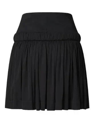 Black Gathered Zipper Mini Skirt - Skirts