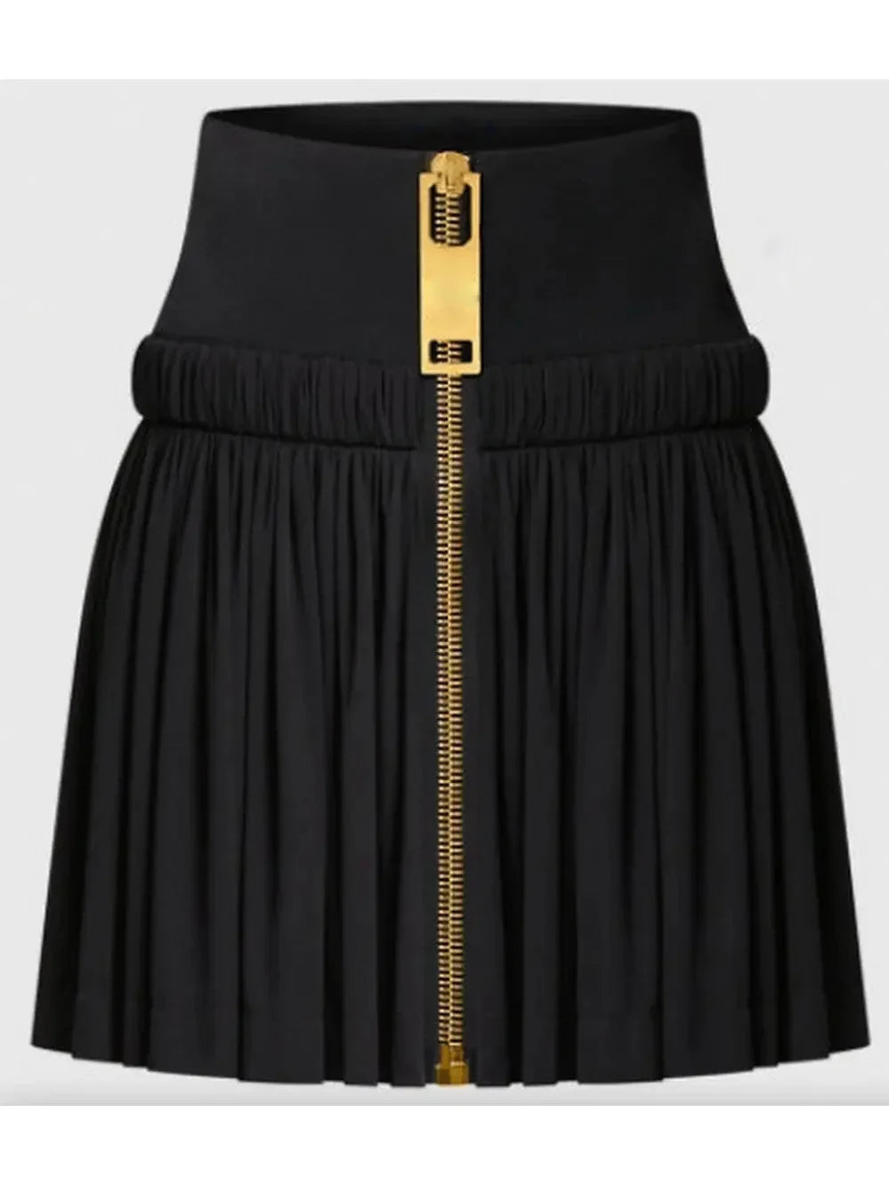 Black Gathered Zipper Mini Skirt - Skirts