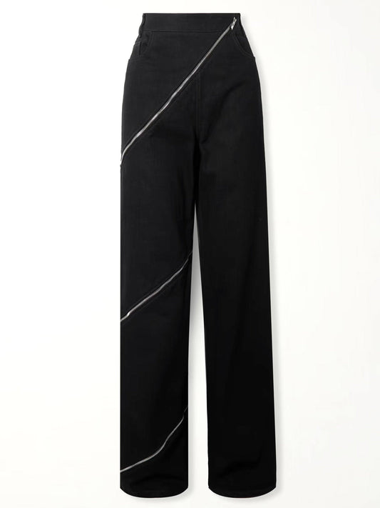 Black Jeans with Zip-Embellishment - Jeans & Pants
