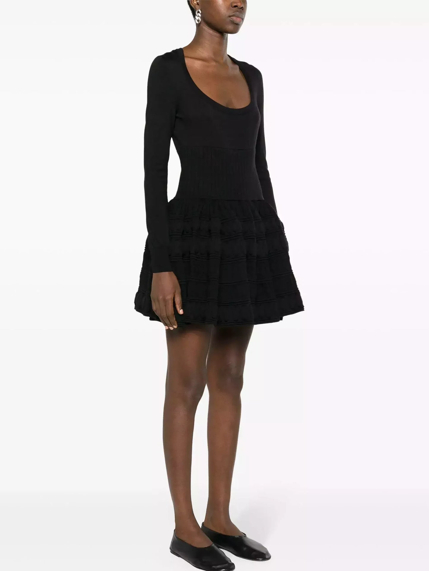 Black Knit Fit & Flare Mini Dress - Dresses