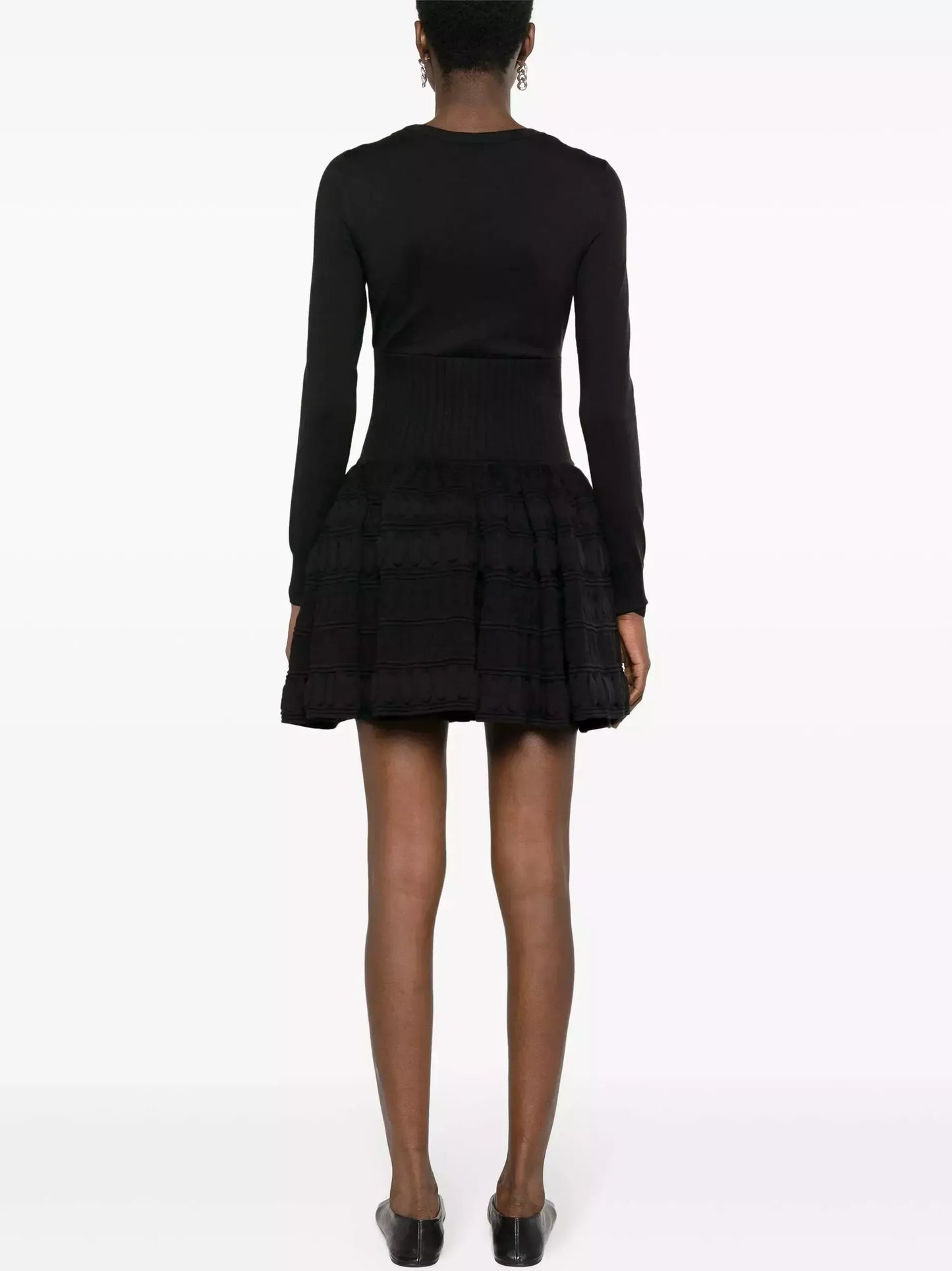 Black Knit Fit & Flare Mini Dress - Dresses