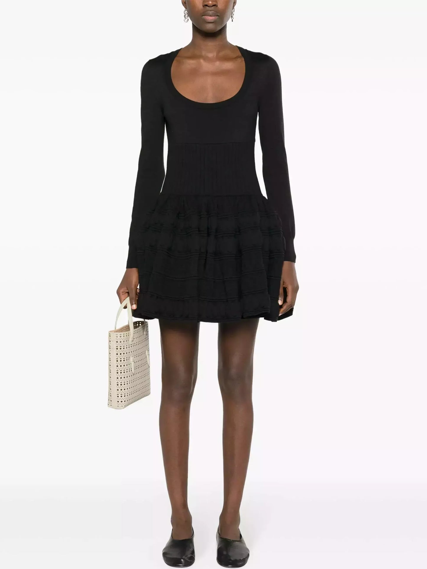 Black Knit Fit & Flare Mini Dress - Dresses