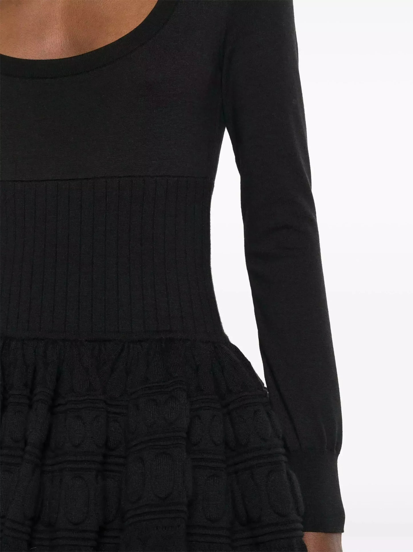 Black Knit Fit & Flare Mini Dress - Dresses