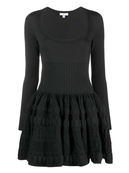 Black Knit Fit & Flare Mini Dress - Dresses