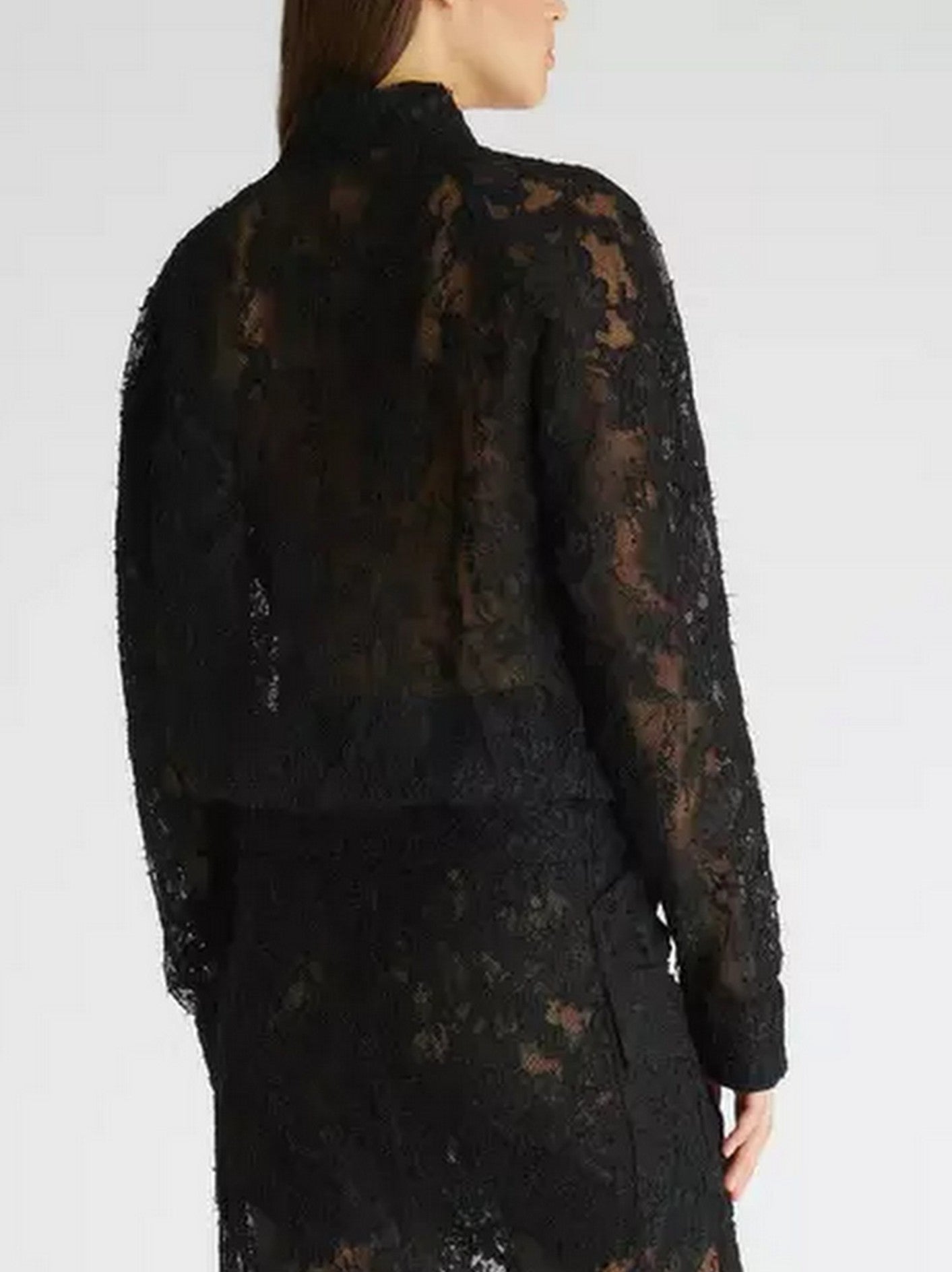 Black Lace Zip Bomber Jacket - Jackets