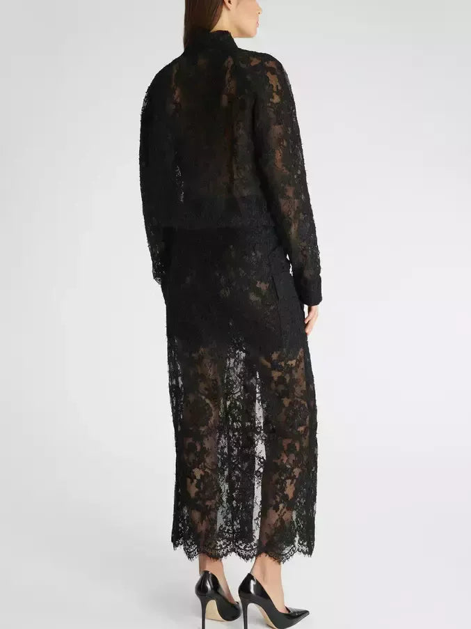 Black Lace Zip Bomber Jacket - Jackets