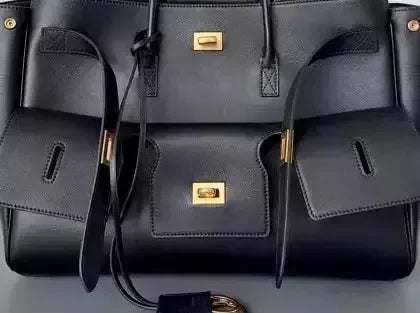 Black Large Carry-All Travel Tote with Gold-Tone Hardware - Handbags