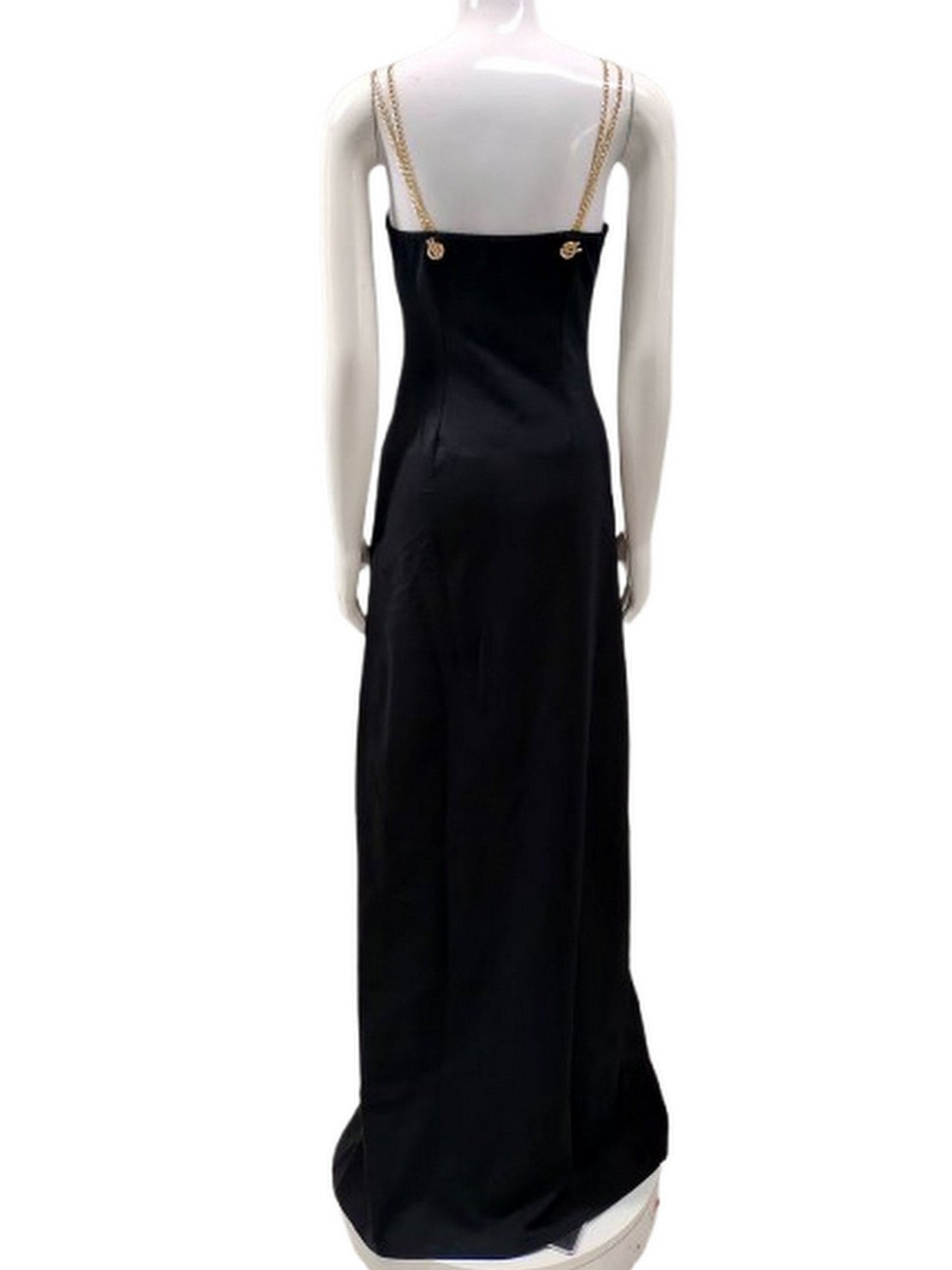 Black Long Maxi Dress with Eyelet Embellishments - Dresses