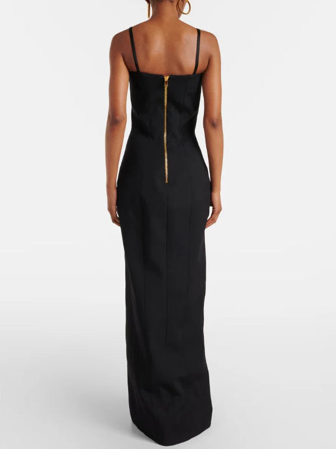 Black Long Sleeveless Blazer Coat Dress - Dresses