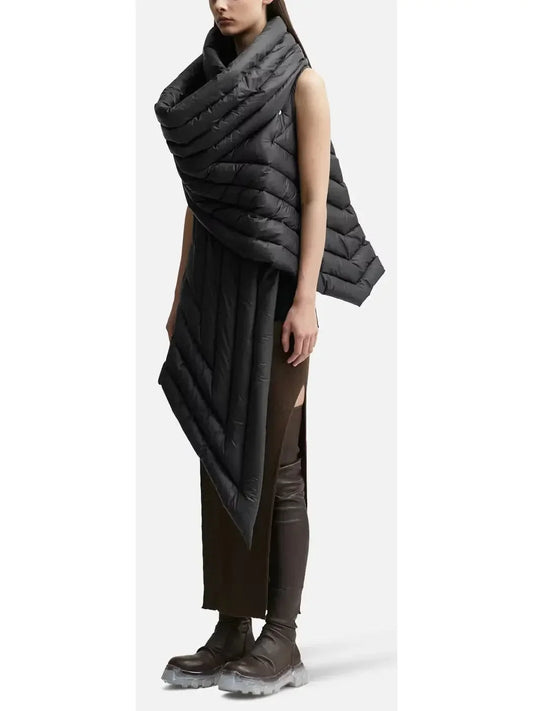 Black Oversized Padded Down Vest - Jackets