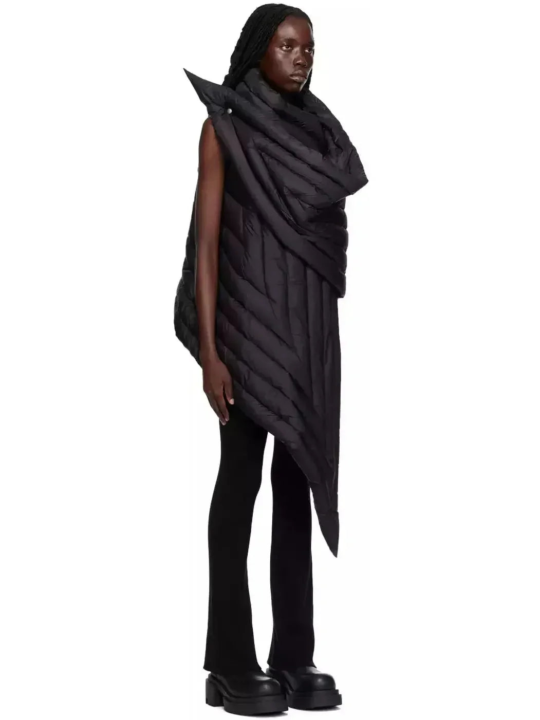 Black Oversized Padded Down Vest - Jackets