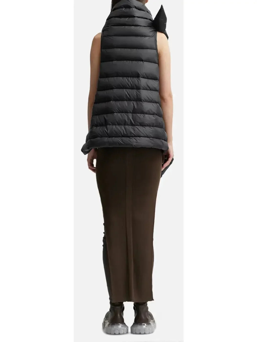 Black Oversized Padded Down Vest - Jackets