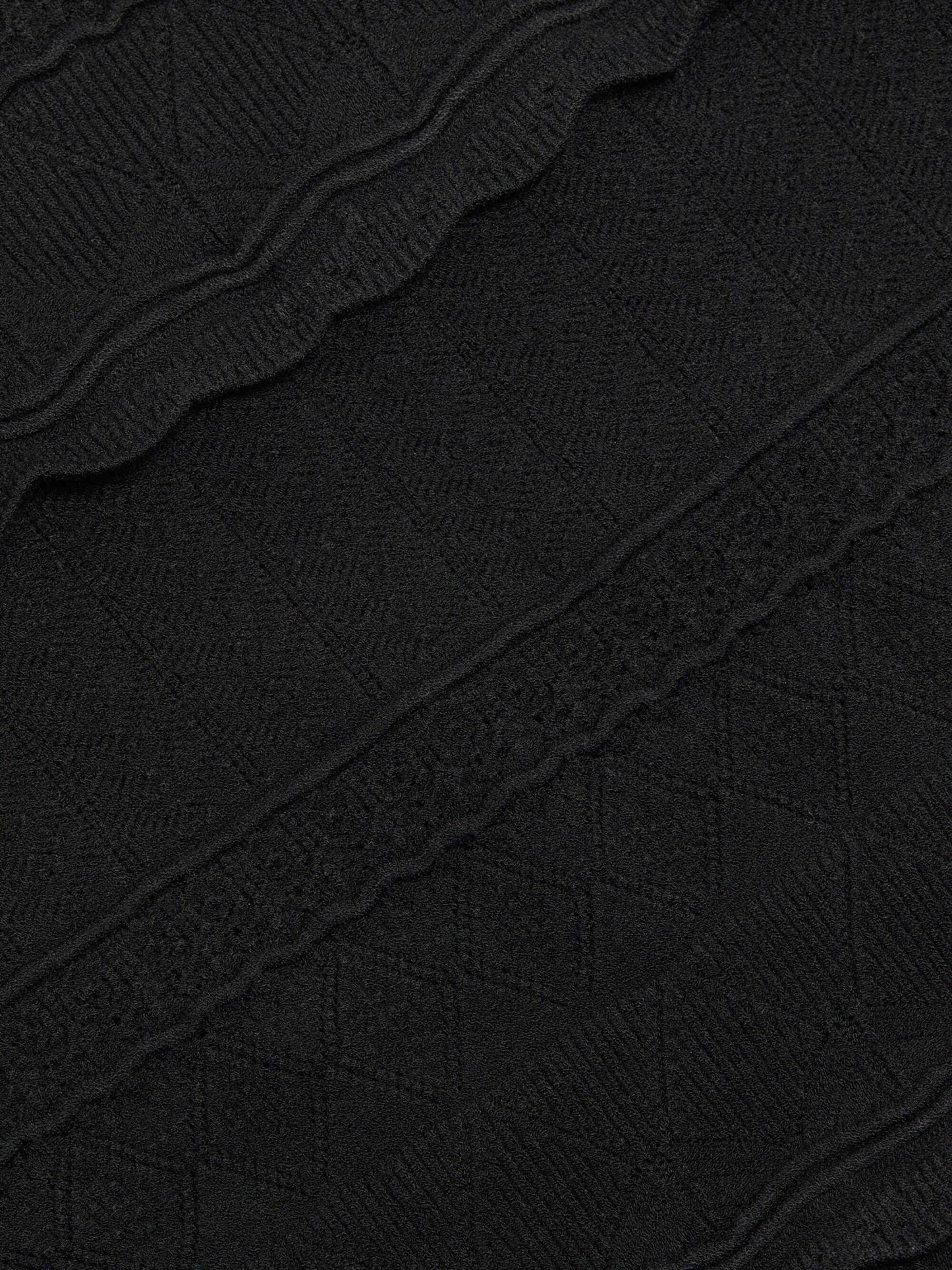 Black Scalloped Knit Paneled Sleeveless Dress - Dresses