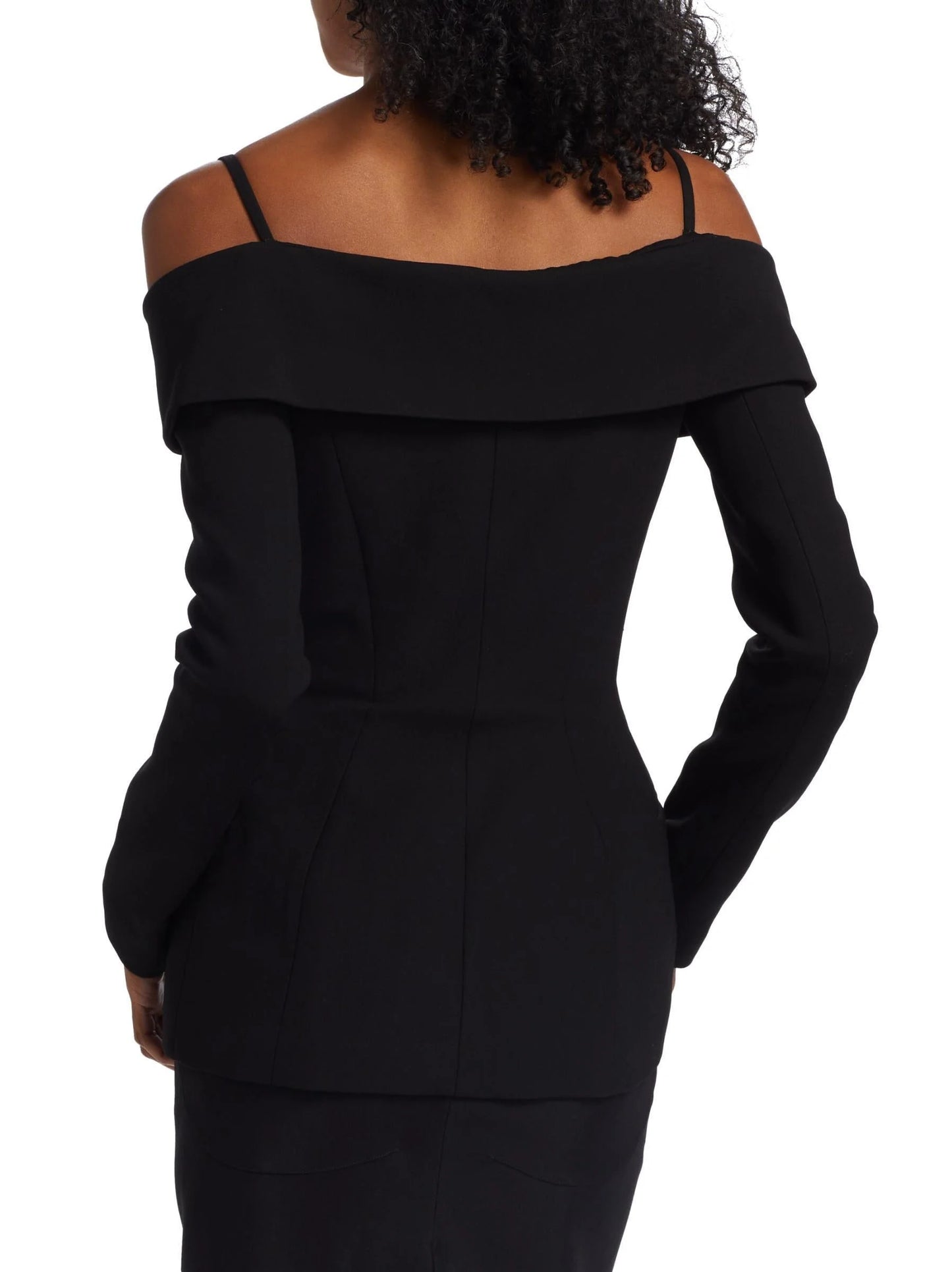 Black Sculptural Off-The-Shoulder Jacket - Jackets