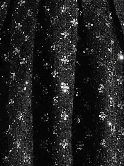 Black Sequin-Embellished Tweed Midi Skirt - Skirts