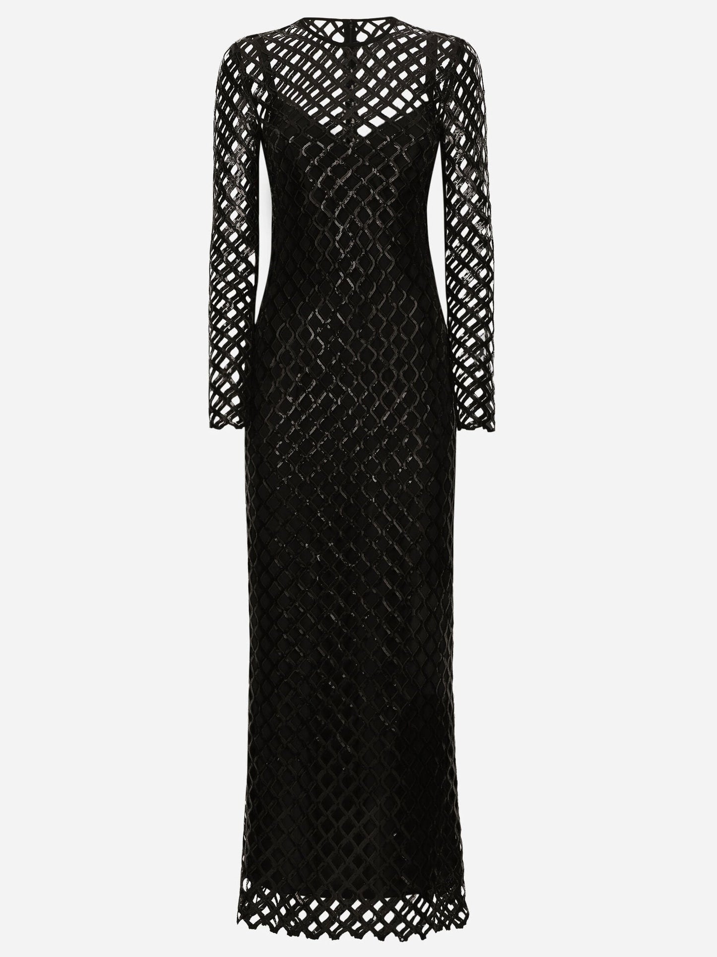 Black Sequin Embroidered Net Dress - Dresses