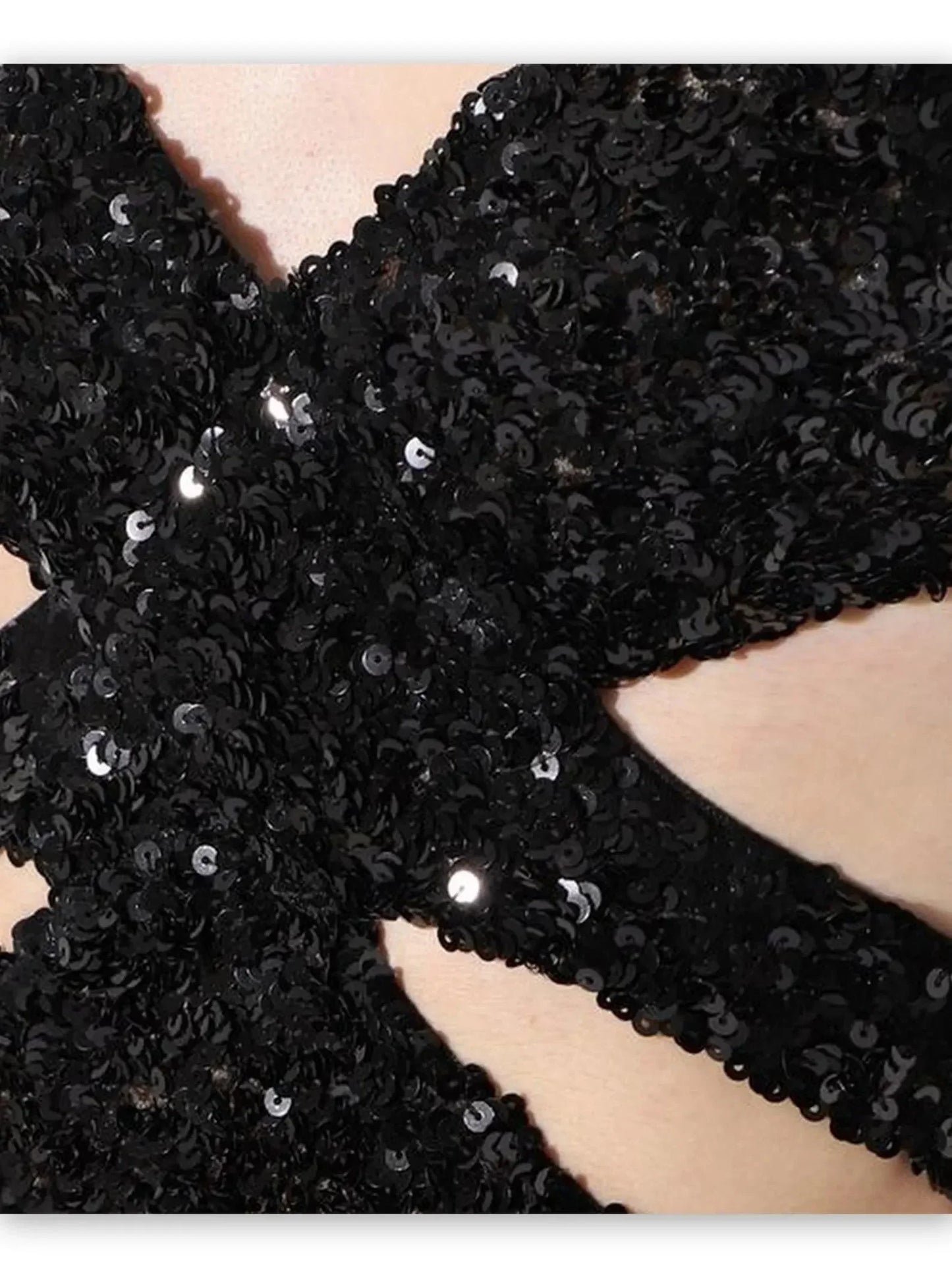 Black Sequined Cut Out Long Dress - Dresses
