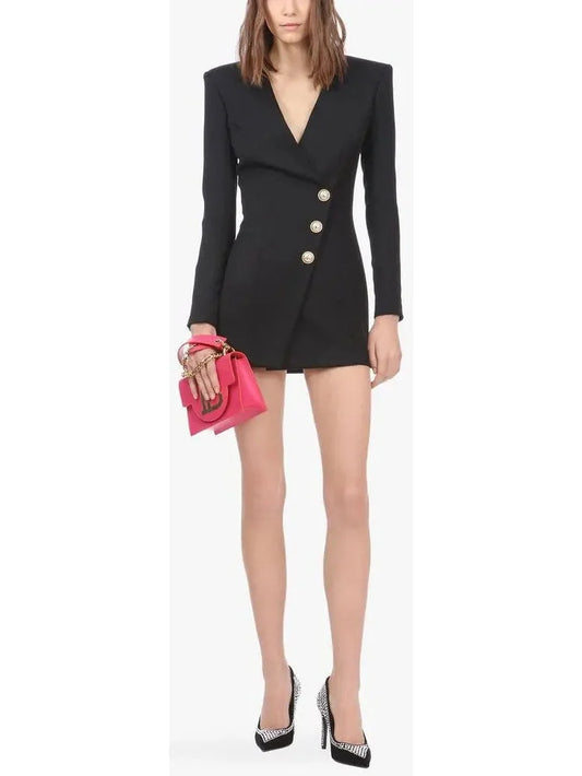 Black Short Cache-Cœur Dress - Dresses