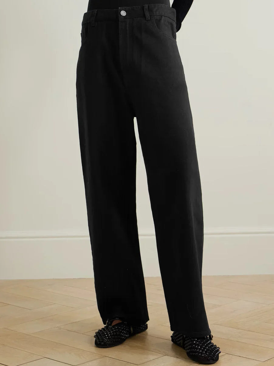 Black Stretch Knit-Trim Jeans - Jeans & Pants