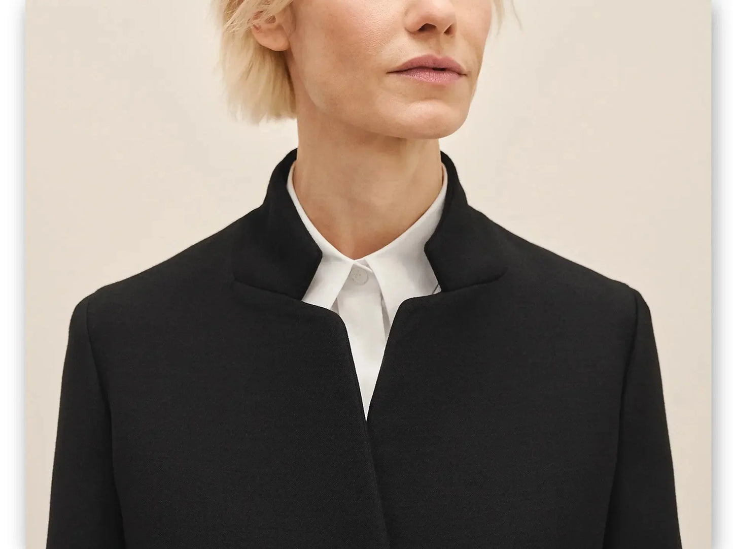 Black Wool-Blend Blazer with Leather Buckle Fastening - Jackets