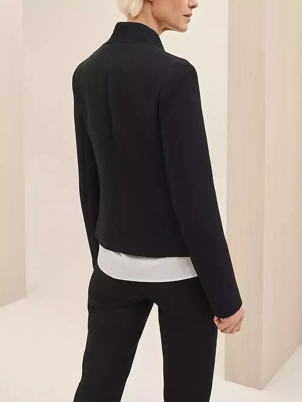 Black Wool-Blend Blazer with Leather Buckle Fastening - Jackets