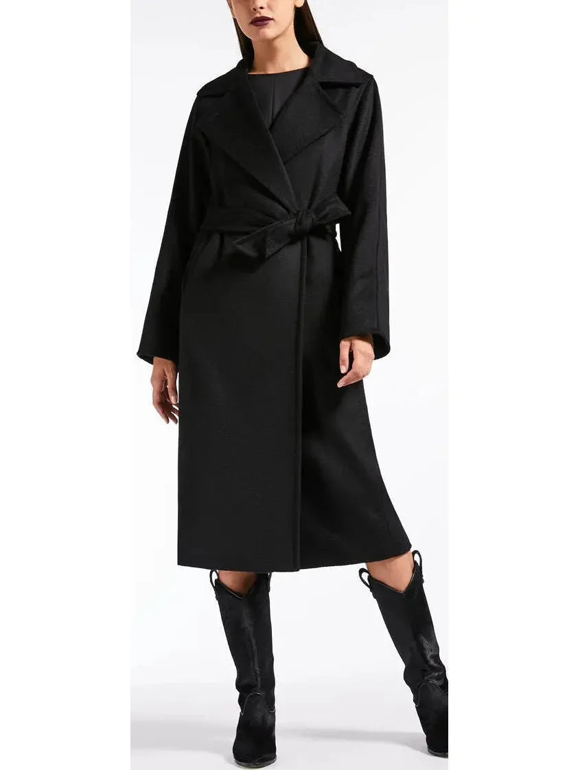 Black Wrap Wool and Cashmere Icon Coat - Coats