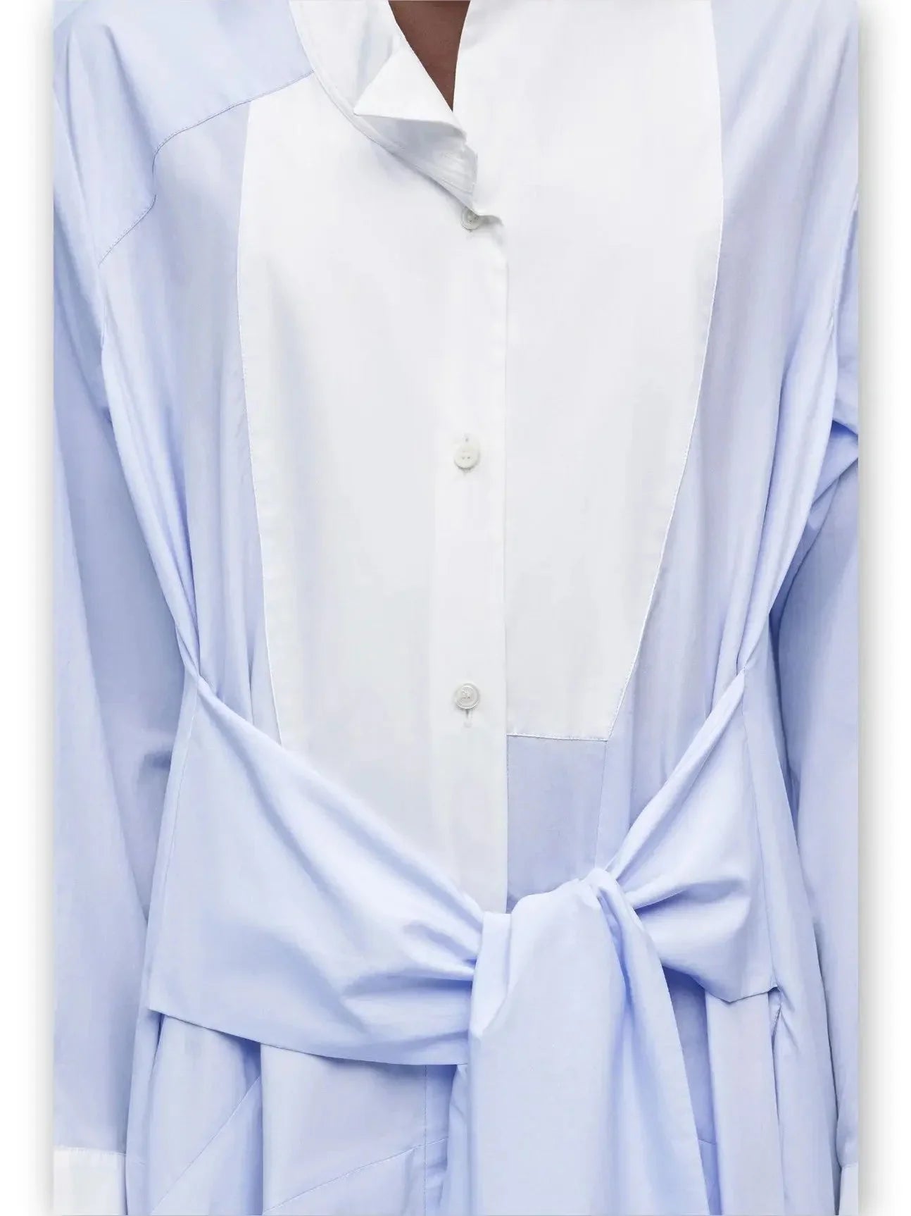 Blue and White Drop-Waist Shirt Dress - Dresses