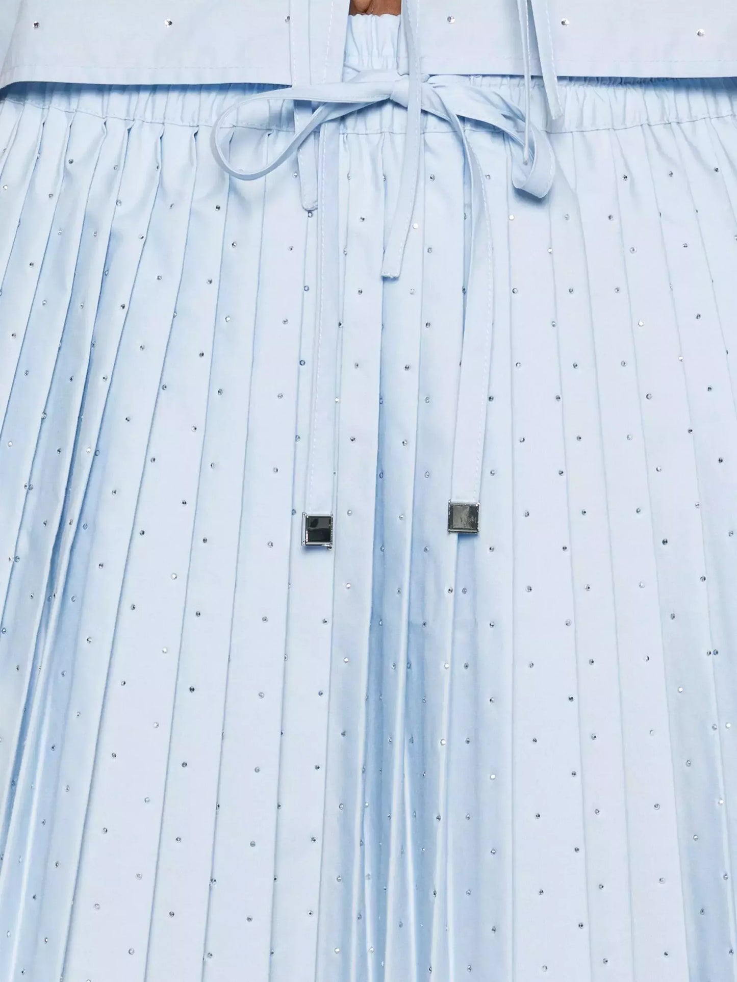 Blue Crystal-Embellished Blouse and Mini Skirt Set - Suits & Sets