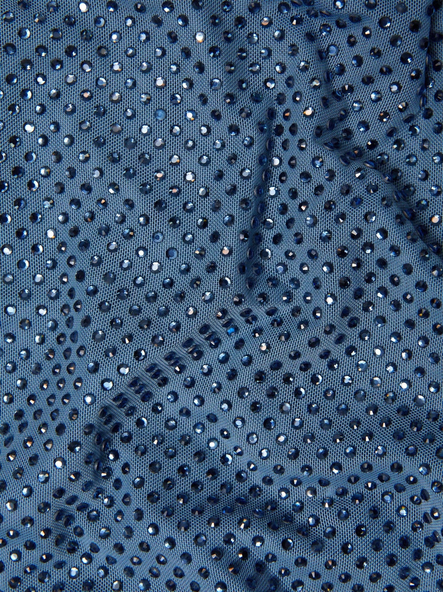 Blue Crystal-Embellished Gathered Gown - Dresses