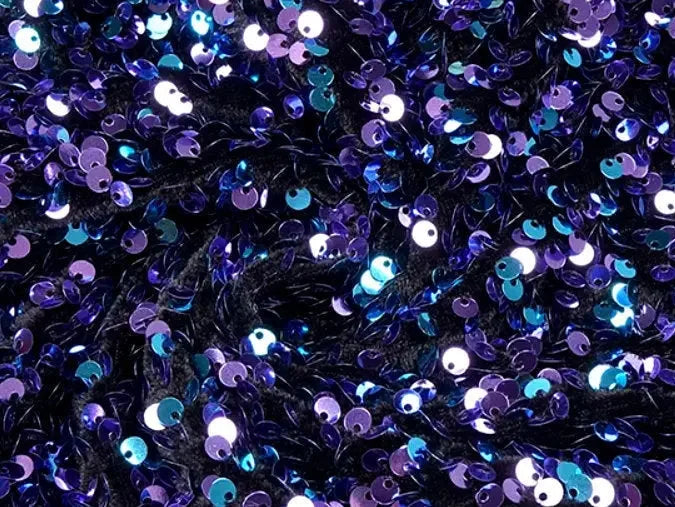 Blue Sequin and Bead Embellished Long Mermaid Gown - Dresses