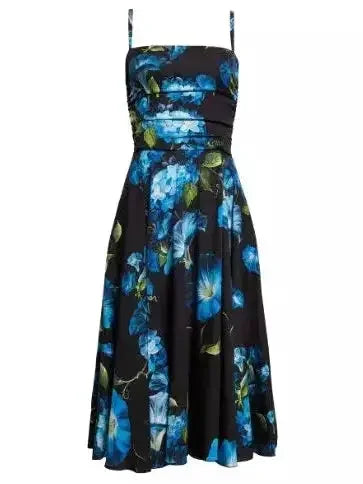 Bluebell Floral Print Strapless Charmeuse Dress - Dresses