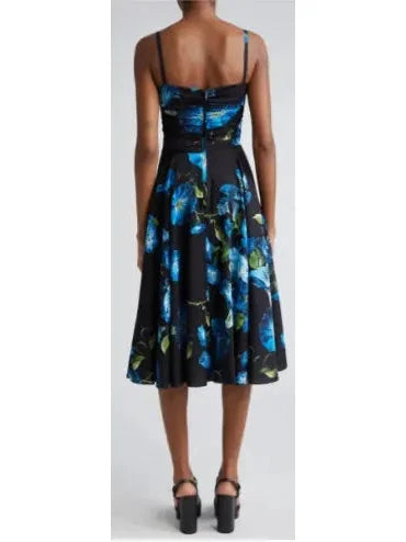 Bluebell Floral Print Strapless Charmeuse Dress - Dresses