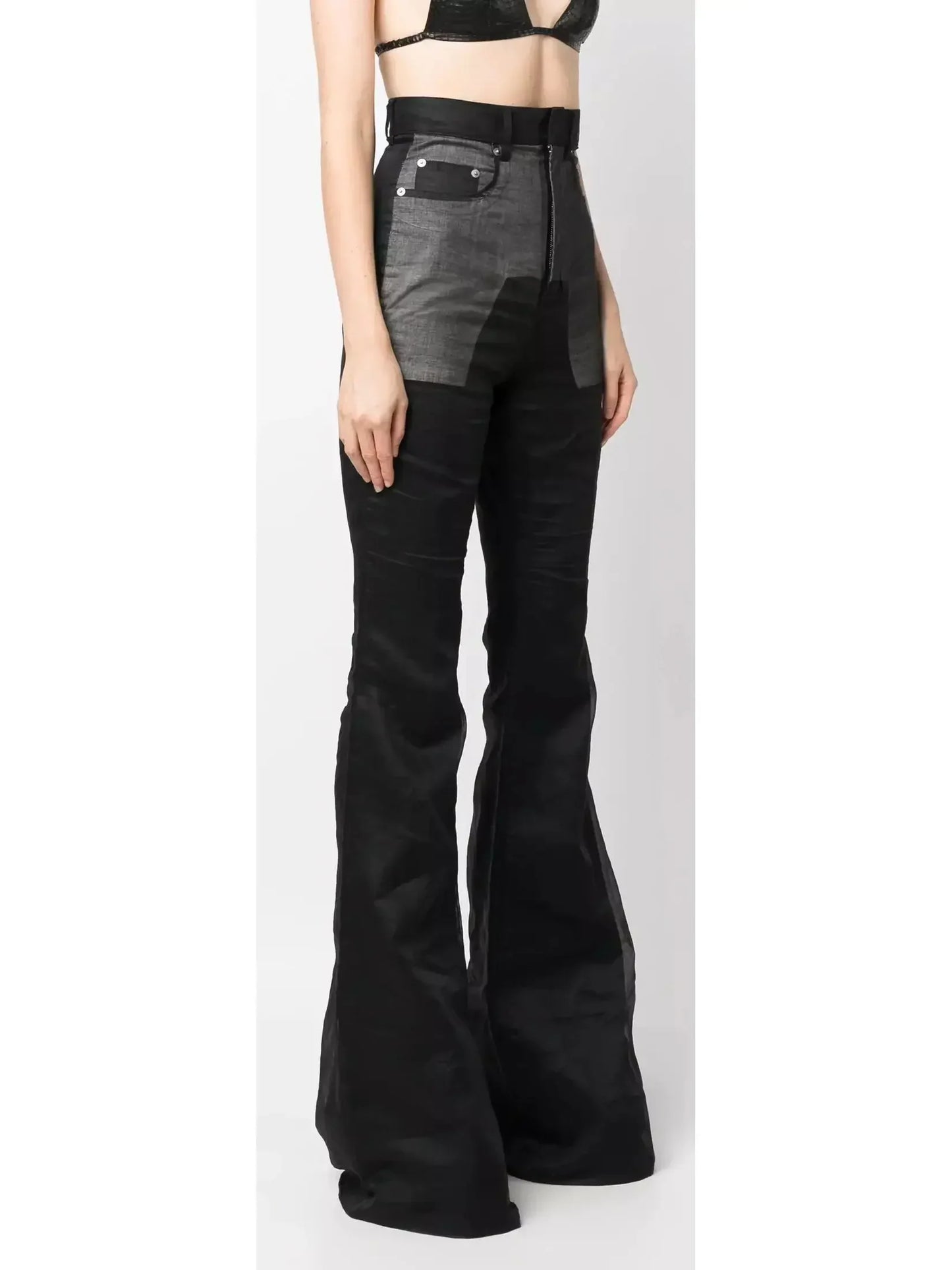 Bootcut High-Waisted Light Weight Bicolor Slim Fit Pants - Jeans & Pants