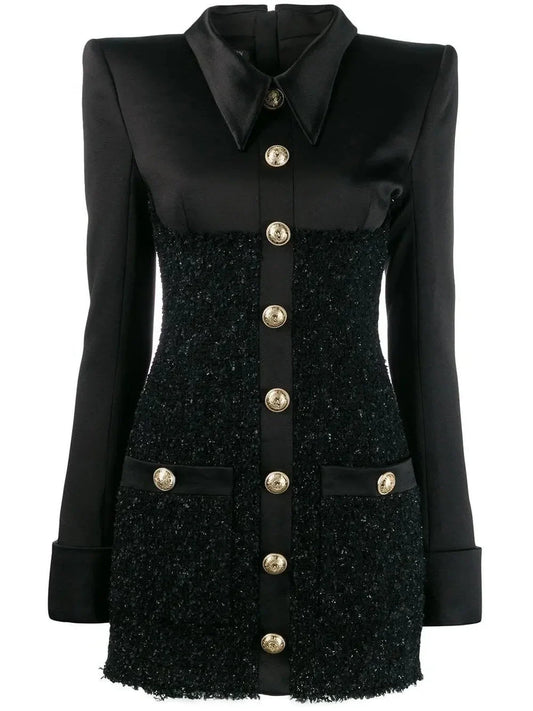 Bouclé Detail Shirt Dress - Dresses